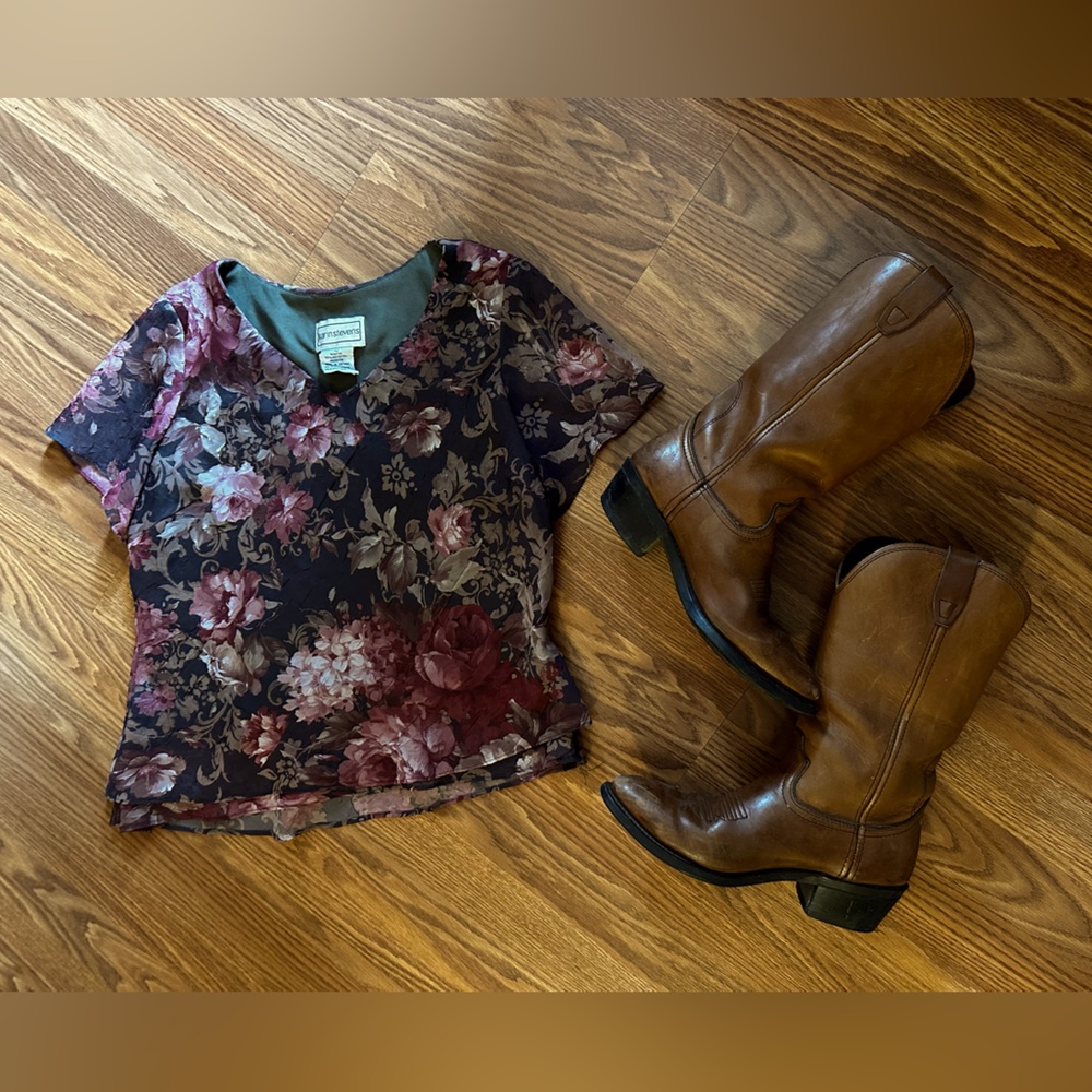Mesh floral shirt, double layered - Vintage